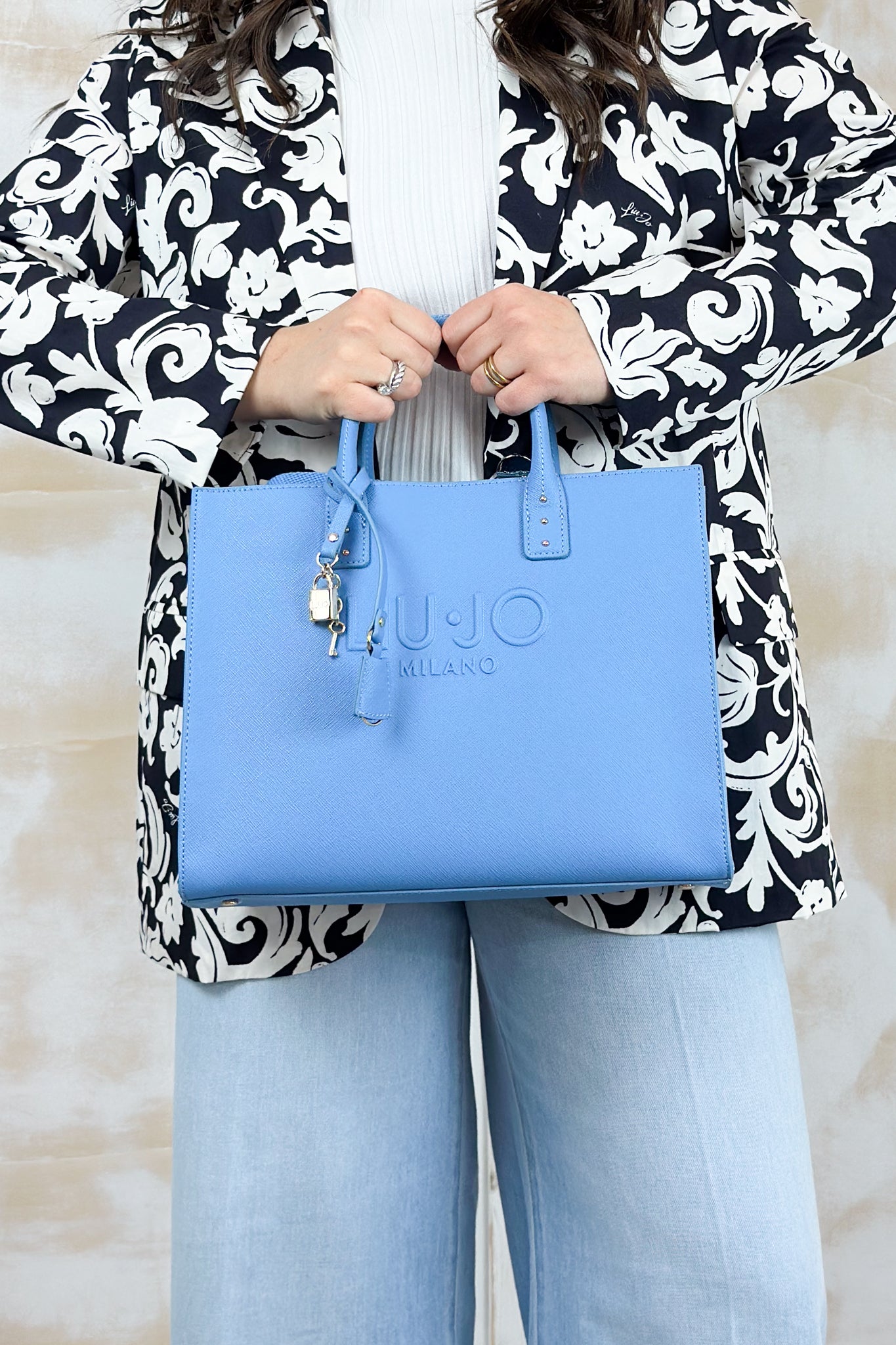 Borsa in saffiano media LIU JO - Azzurro