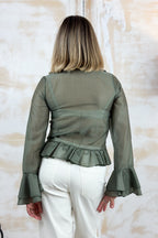 Camicia in voilè con rouches elegante M/L KAOS - Militare