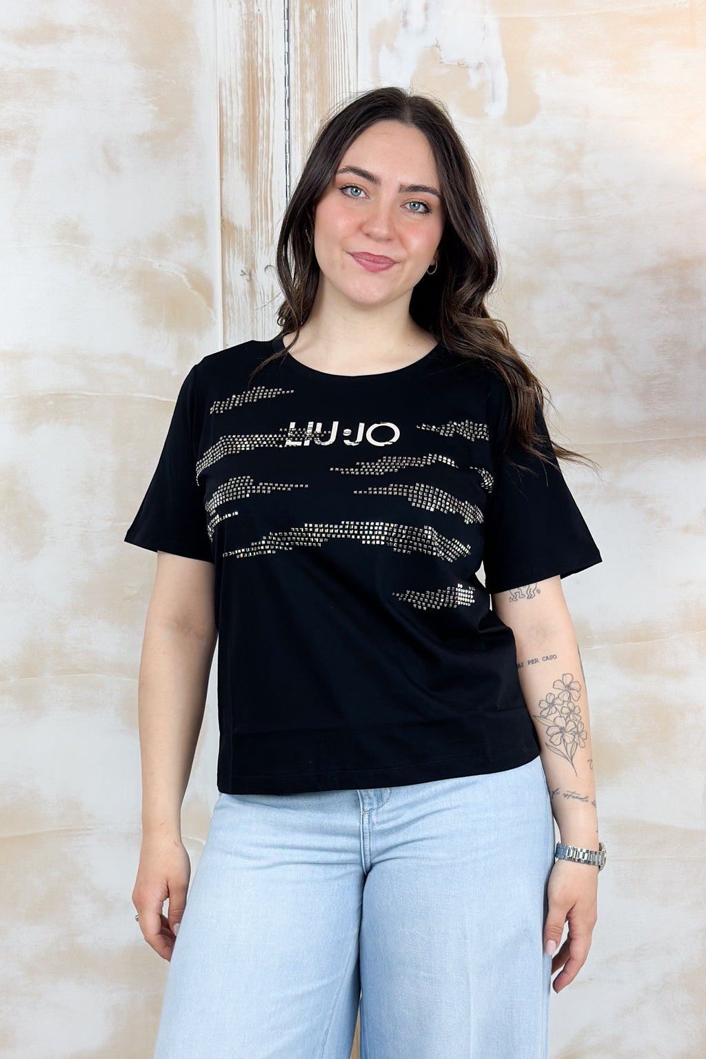 T-shirt con applicazioni LIU JO - Nero LiuJo studs