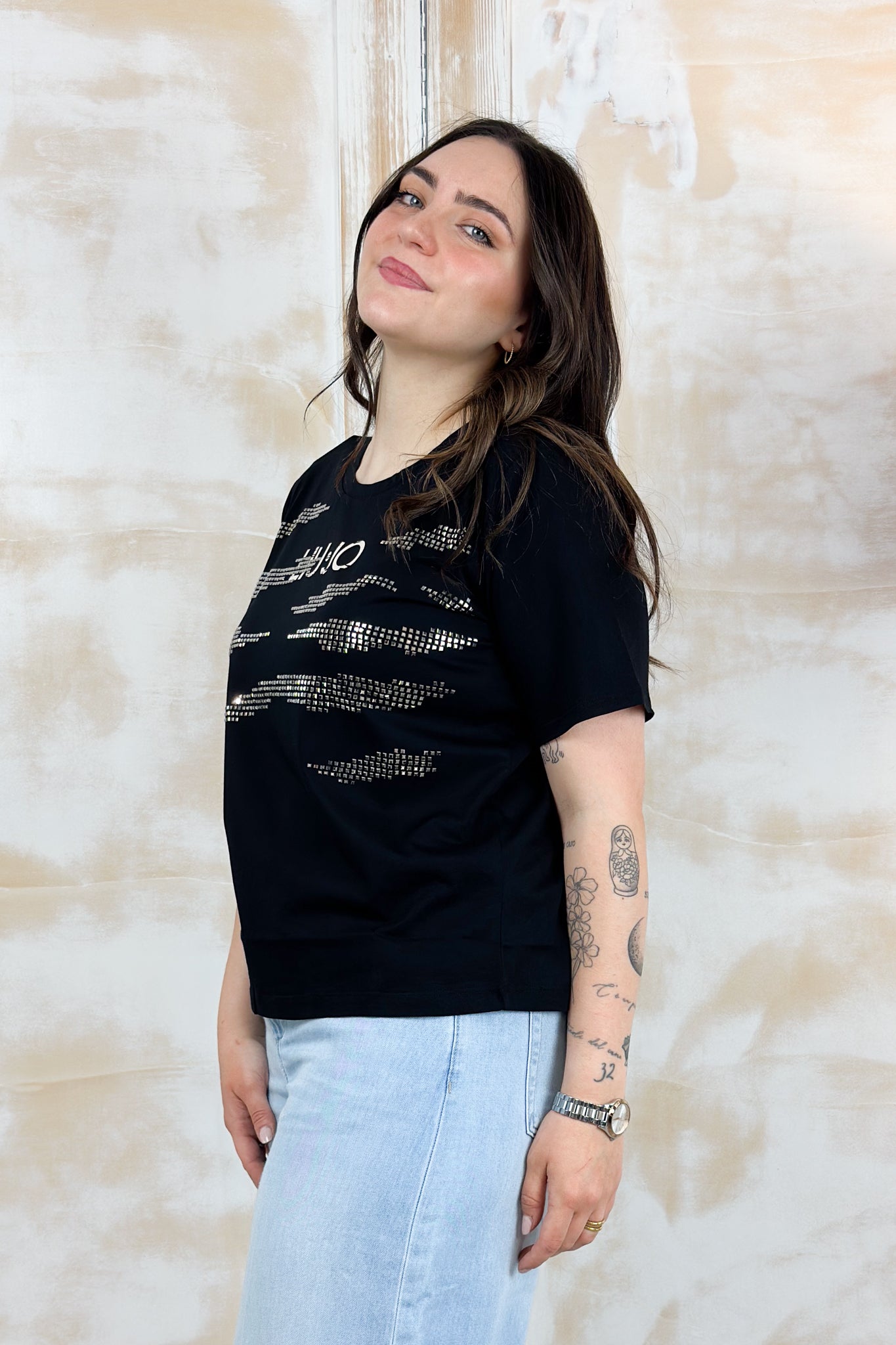 T-shirt con applicazioni LIU JO - Nero LiuJo studs