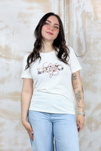 T-Shirt girocollo con logo fantasia LIU JO - Wh.milk/liujo fl.bro