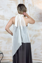 Blusa senza maniche assimetrica  in voile KAOS - Bianco