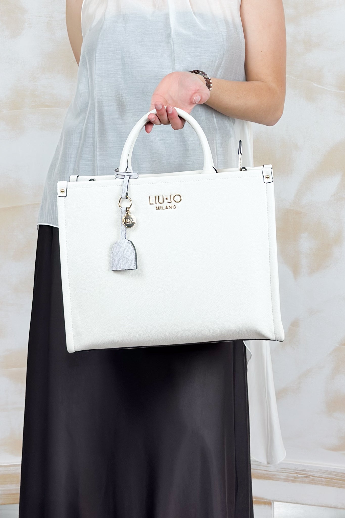 Borsa a mano quadrata media LIU JO - Cream