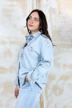 Camicia in denim con pizzo LIU JO - Den.Blue lt.lace was