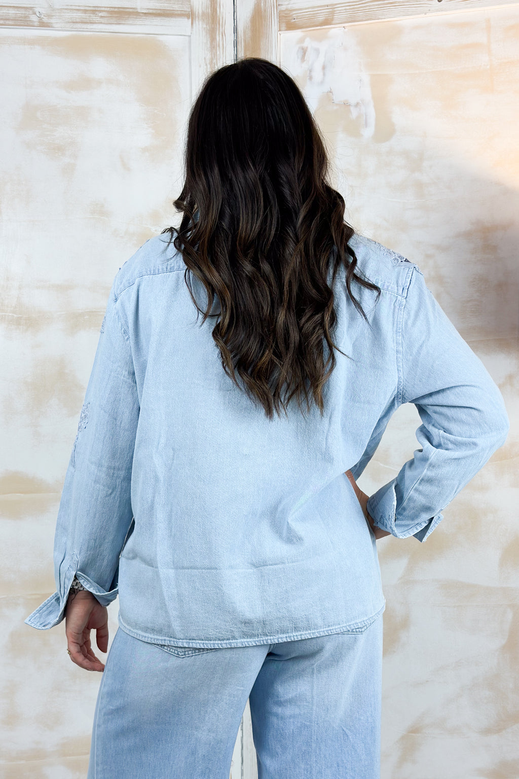 Camicia in denim con pizzo LIU JO - Den.Blue lt.lace was