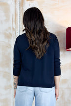 Maglia scollo a barca in filo di viscosa KAOS - BLU