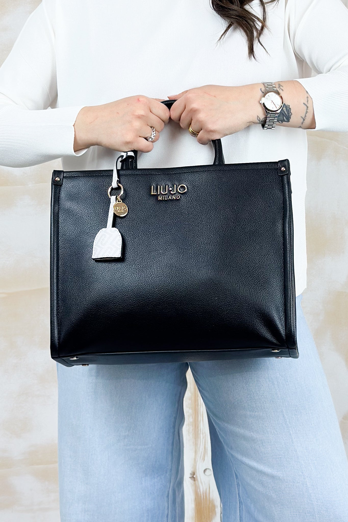 Borsa a mano quadrata media LIU JO - Nero