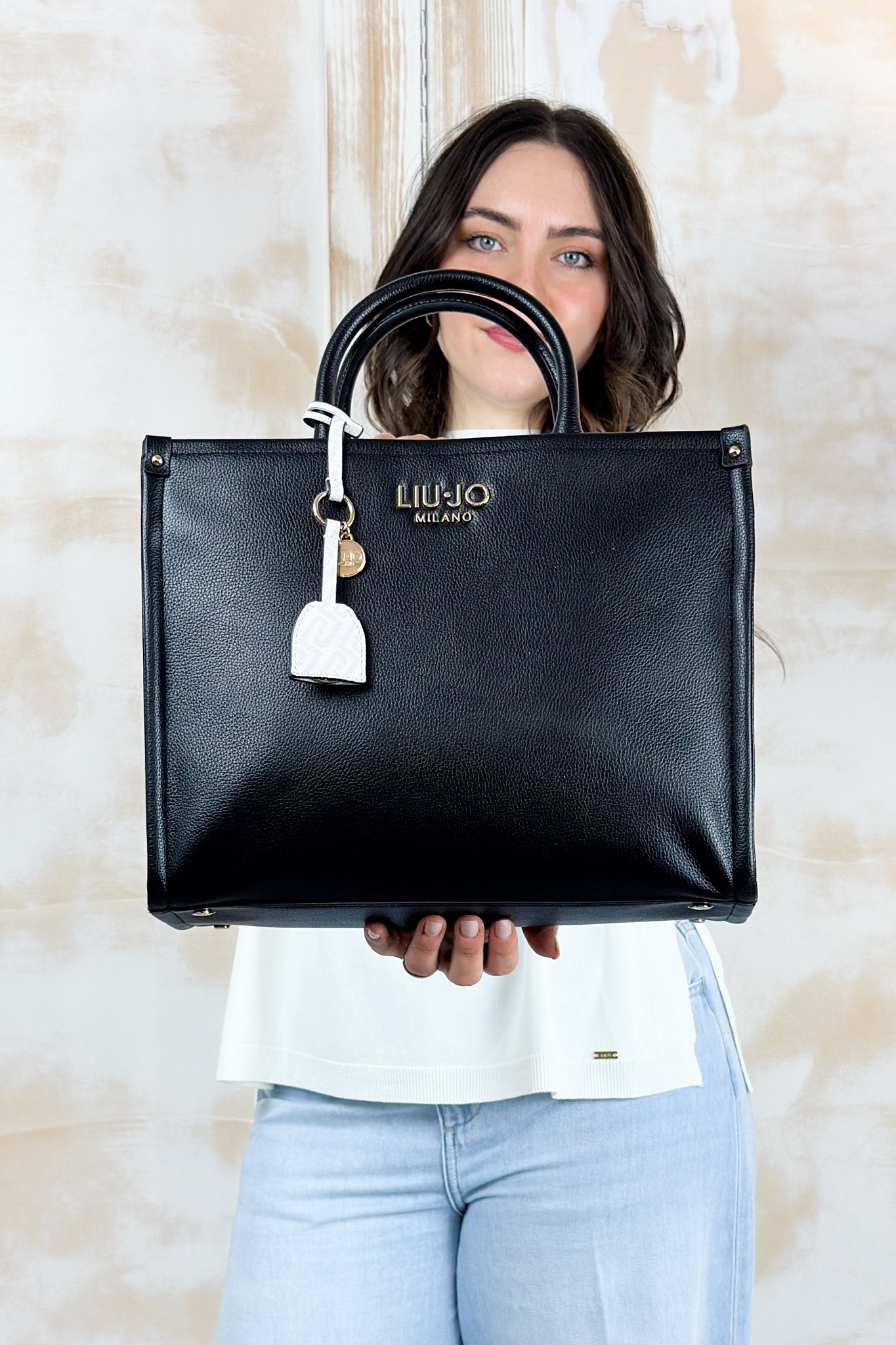 Borsa a mano quadrata media LIU JO - Nero