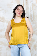 Top in raso scollo rotondo KAOS - ZAFFERANO