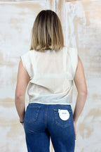 Camicia in voilè cropped smanicata KAOS - Naturale