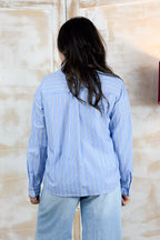 Camicia a righe in popelin basic KAOS - Azzurro