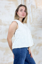 Top con ricami in rilievo EMME - BIANCO
