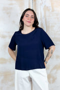 T-shirt in crepe scollo rotondo KAOS - BLU