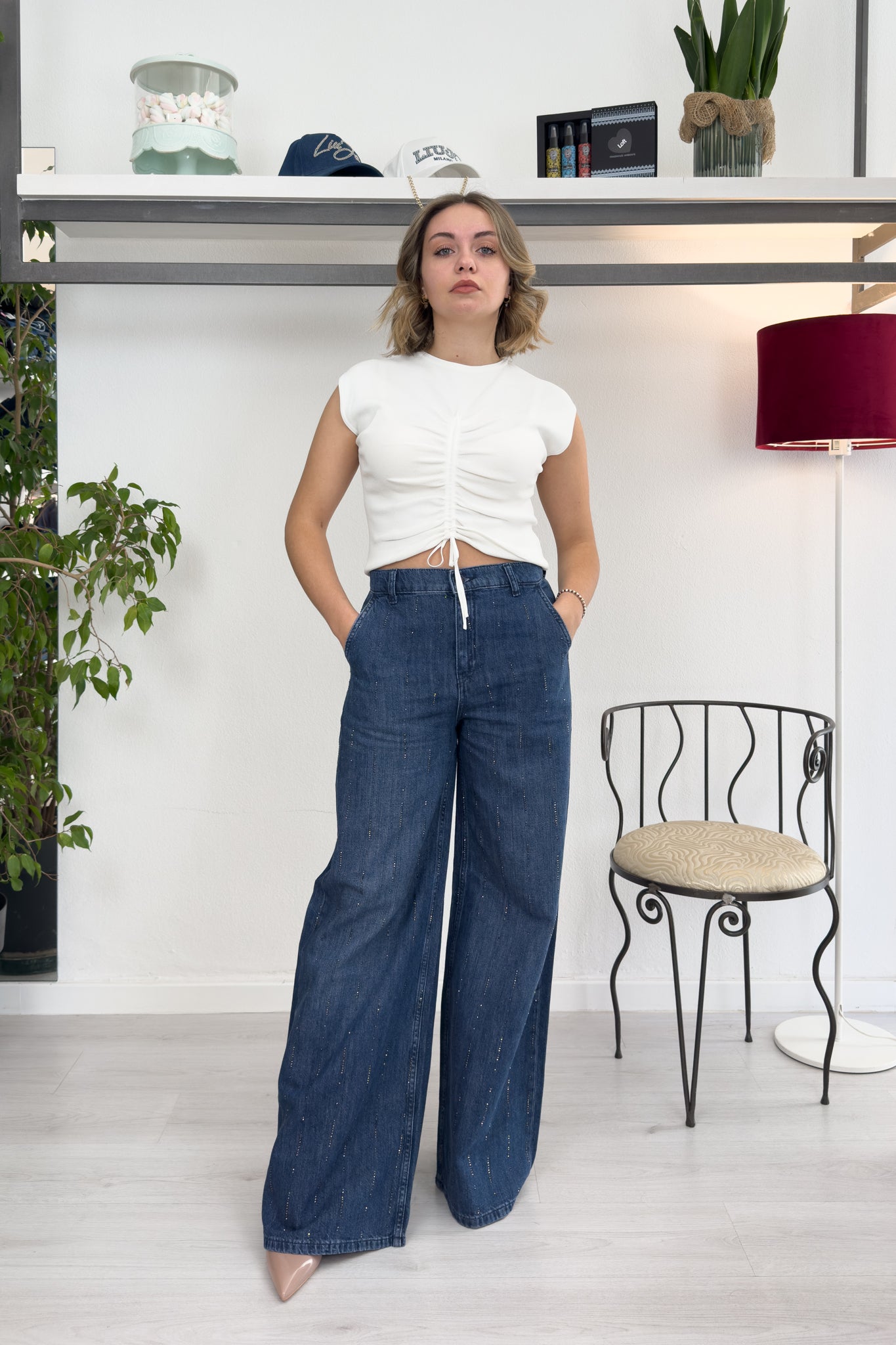 Maglia con arriccio coulisse sul davanti EMME
