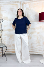 T-shirt in crepe scollo rotondo KAOS - BLU