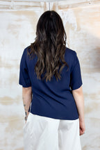 T-shirt in crepe scollo rotondo KAOS - BLU