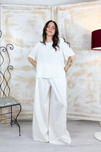 T-shirt in crepe scollo rotondo KAOS - PANNA