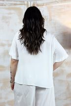 T-shirt in crepe scollo rotondo KAOS - PANNA