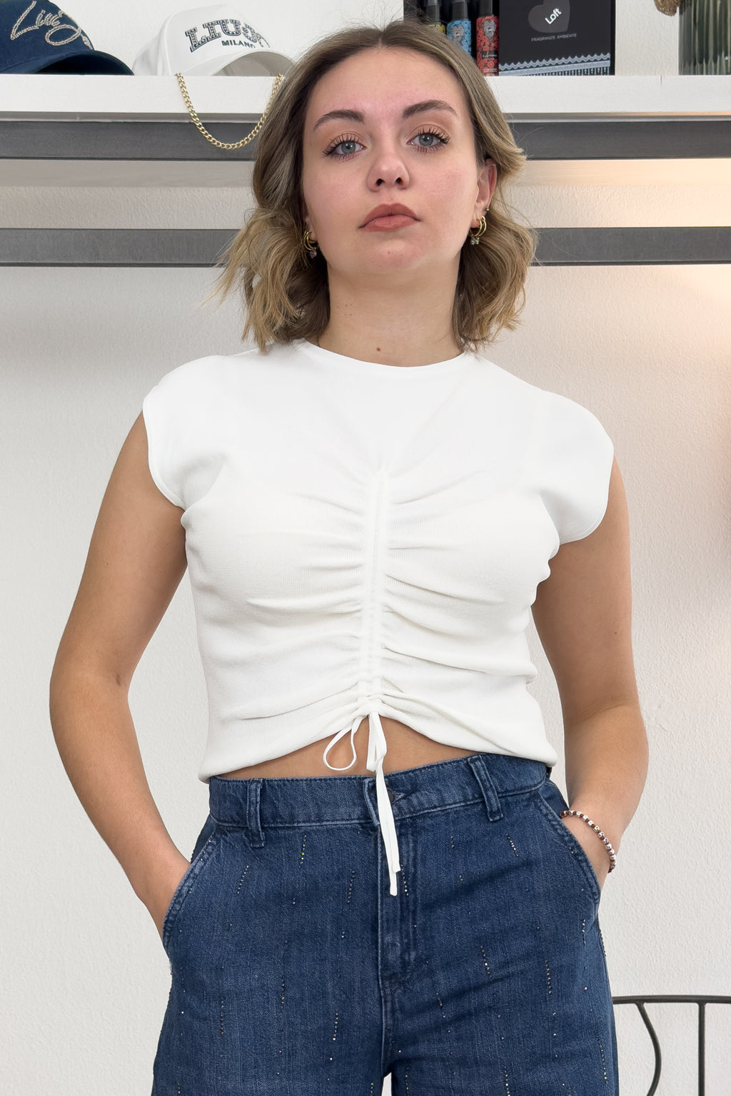 Maglia con arriccio coulisse sul davanti EMME