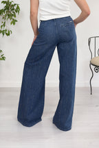 Jeans palazzo con cascata di strass LIU JO