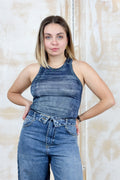 T-shirt effetto denim smanicata ELODIE LIUJO
