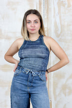 T-shirt effetto denim smanicata ELODIE LIUJO