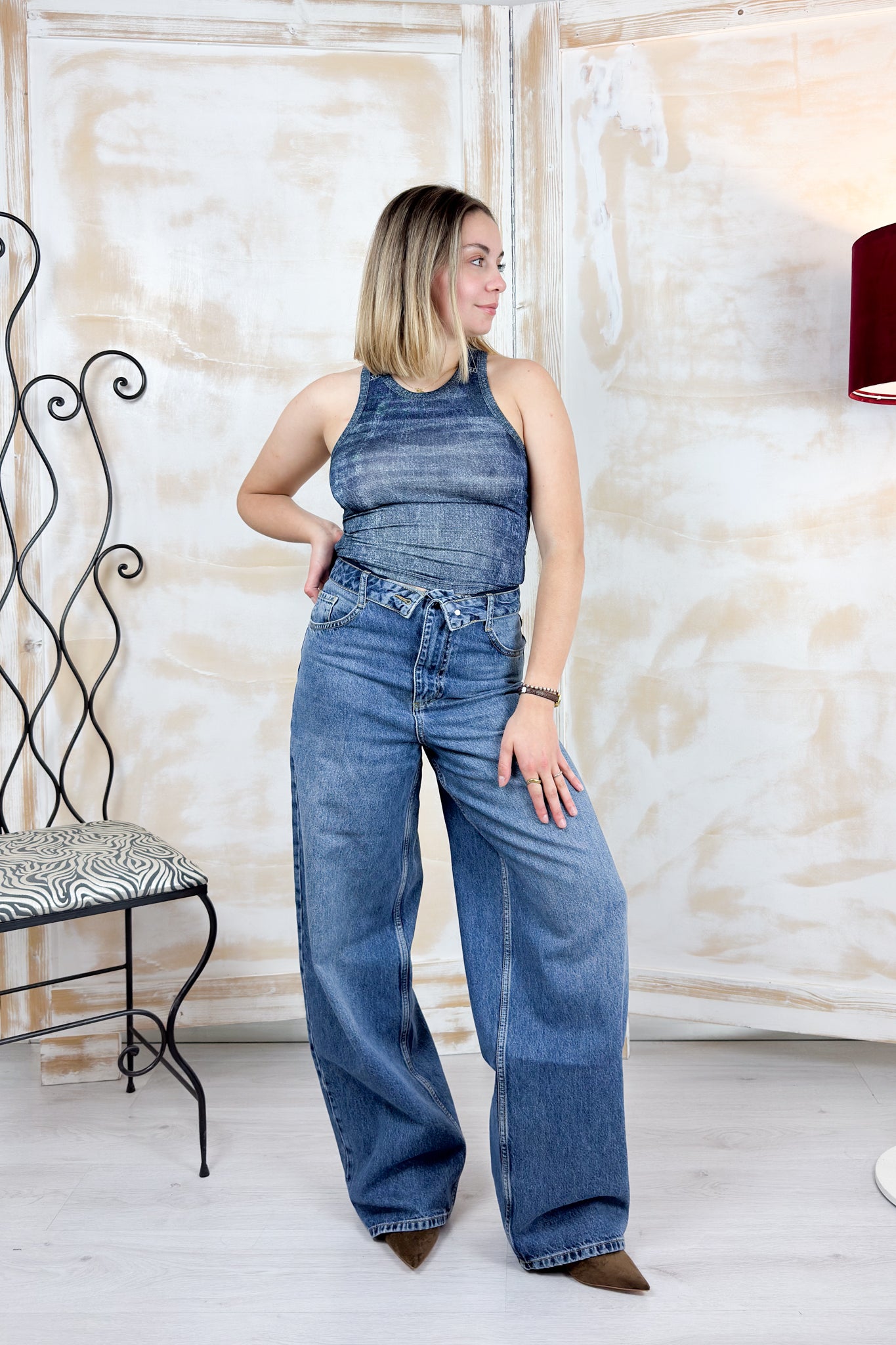 T-shirt effetto denim smanicata ELODIE LIUJO