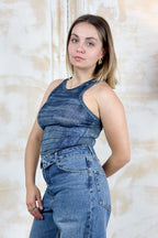 T-shirt effetto denim smanicata ELODIE LIUJO