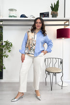 Camicia a righe con inserto floreale LIU JO