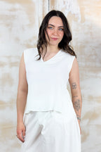 Top scollo a "V" in crepe KAOS - PANNA