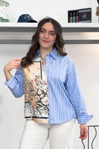 Camicia a righe con inserto floreale LIU JO
