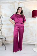 Pantalone in raso tecnico lungo EMME - Ciclamino