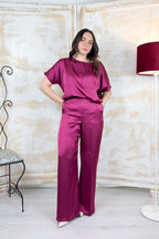Pantalone in raso tecnico lungo EMME - Ciclamino