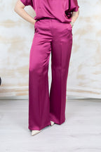 Pantalone in raso tecnico lungo EMME - Ciclamino