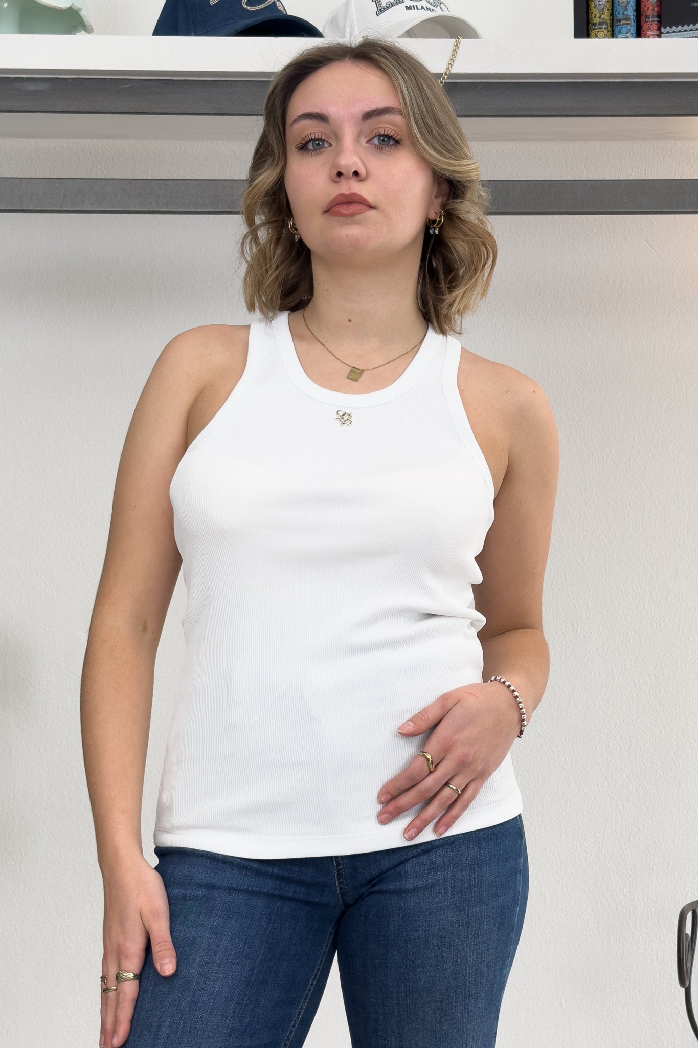 Top canotta con mini logo LIU JO
