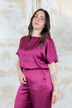 Blusa in raso over EMME - Ciclamino