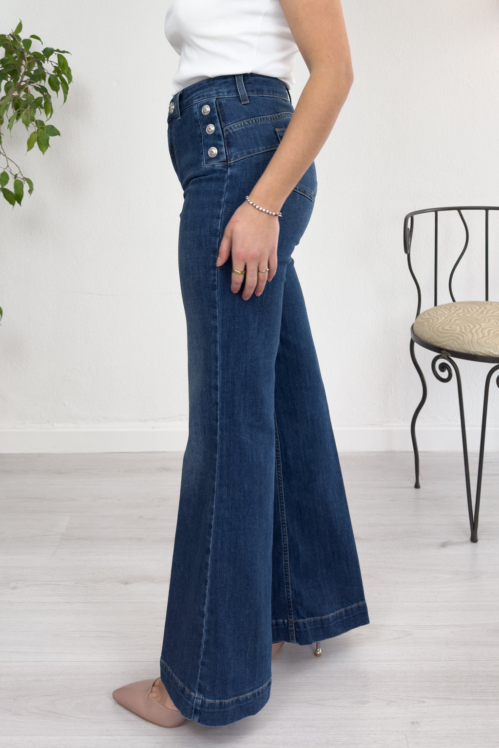 Jeans flare a vita alta con bottoni LIU JO