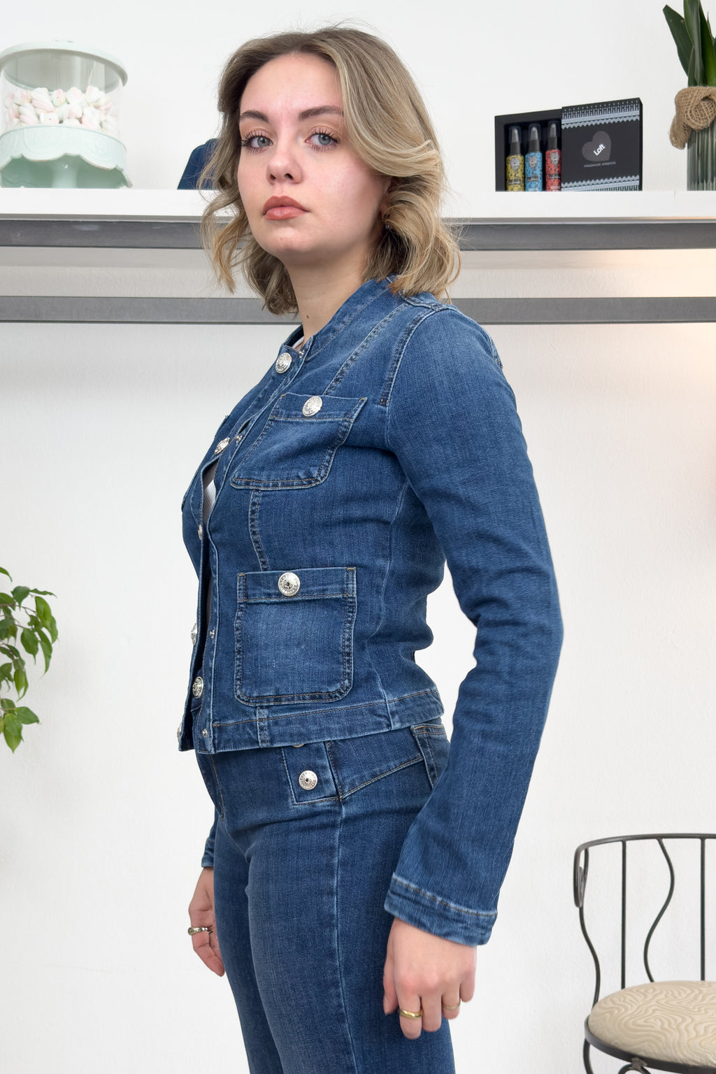 Giacca in denim con bottoni logati LIU JO