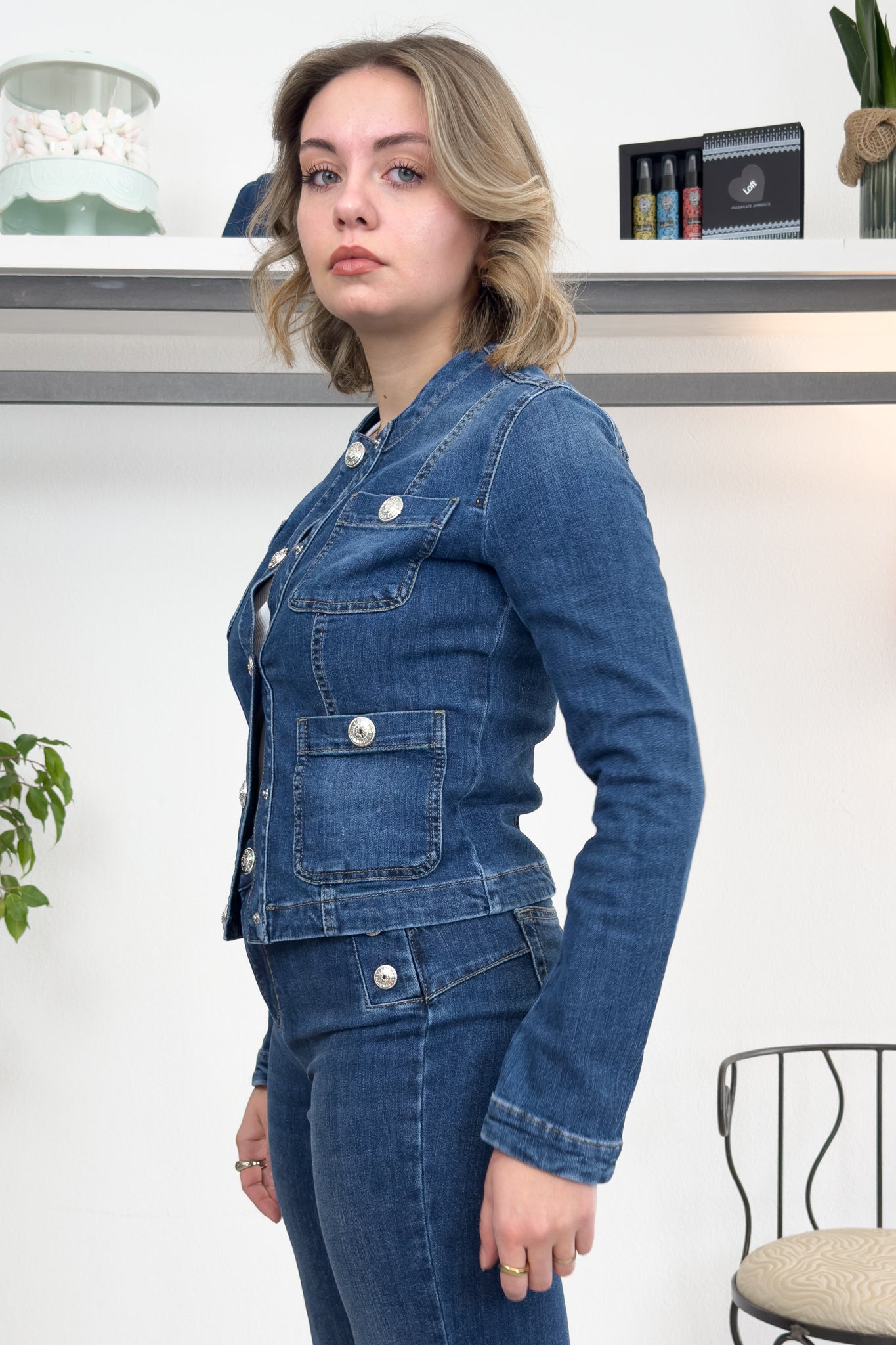 Giacca in denim con bottoni logati LIU JO