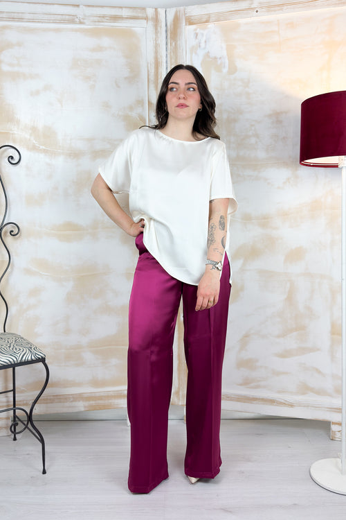 Blusa in raso over EMME - Bianco lana