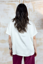 Blusa in raso over EMME - Bianco lana