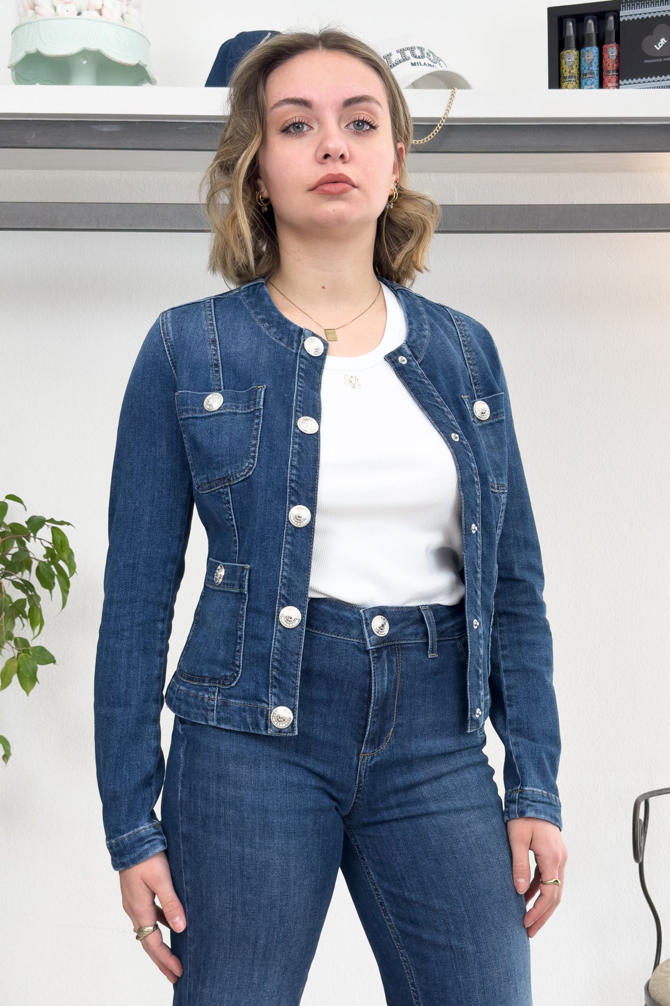 Giacca in denim con bottoni logati LIU JO