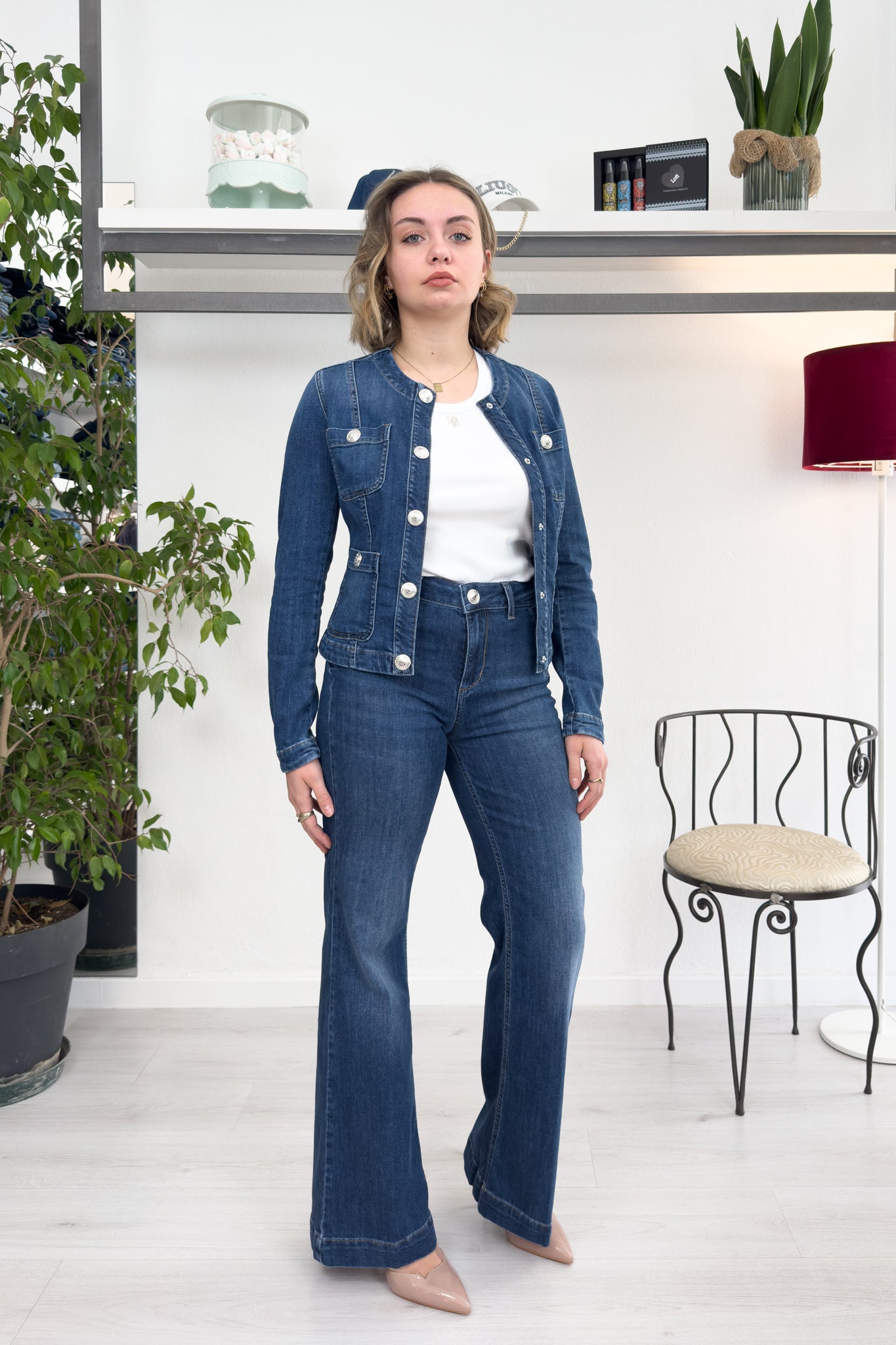 Giacca in denim con bottoni logati LIU JO