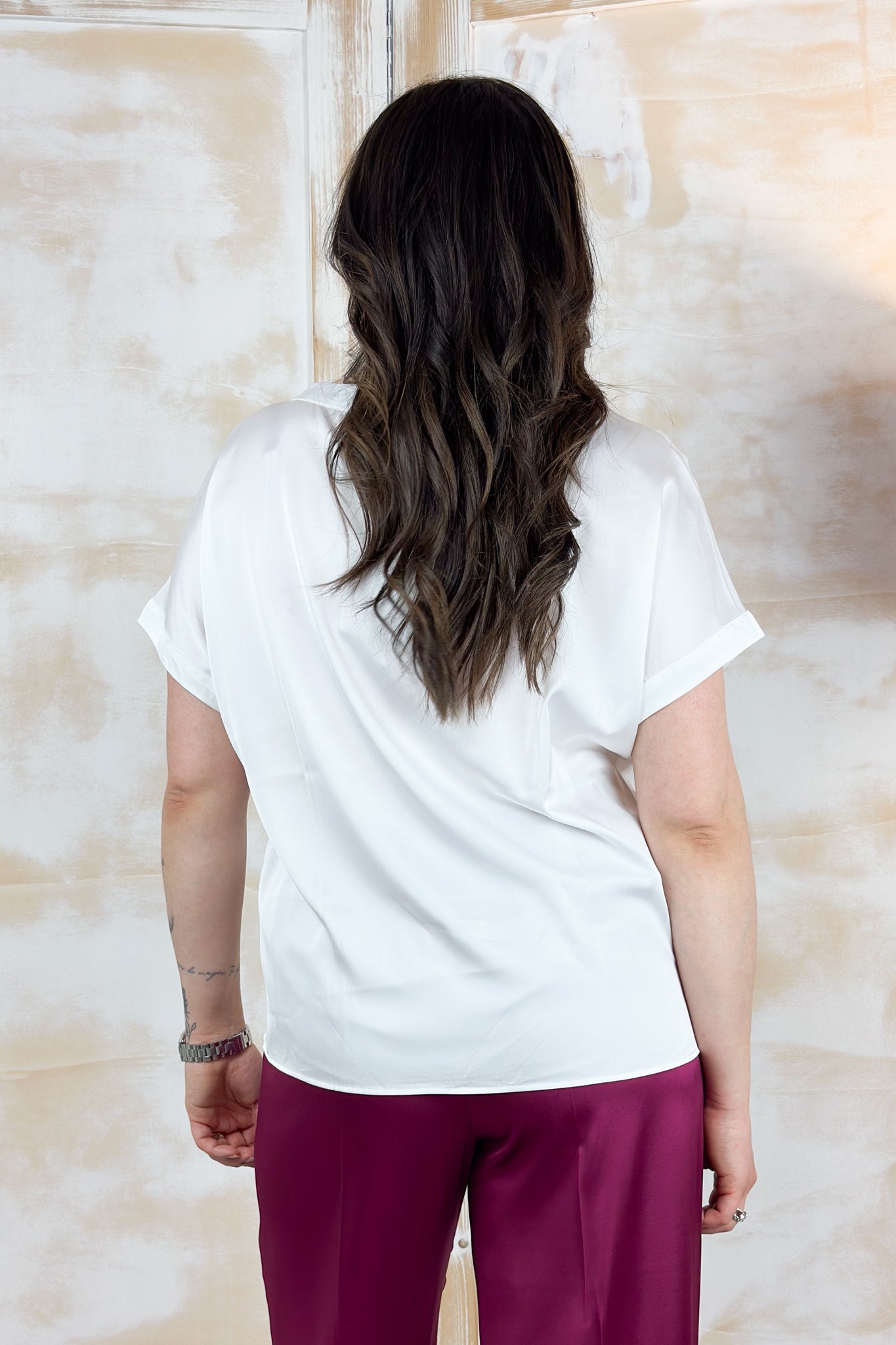Blusa in raso stretch EMME - BIANCO