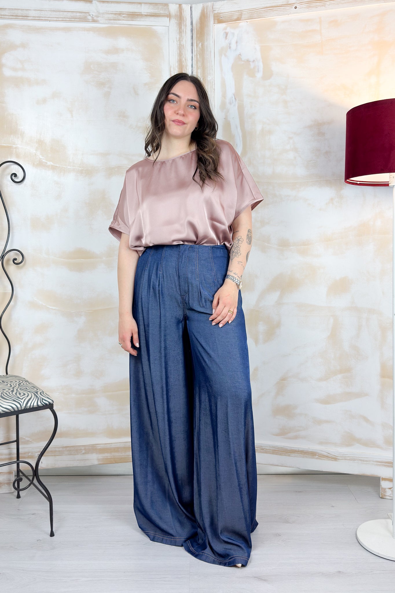Blusa in raso over EMME - Malva