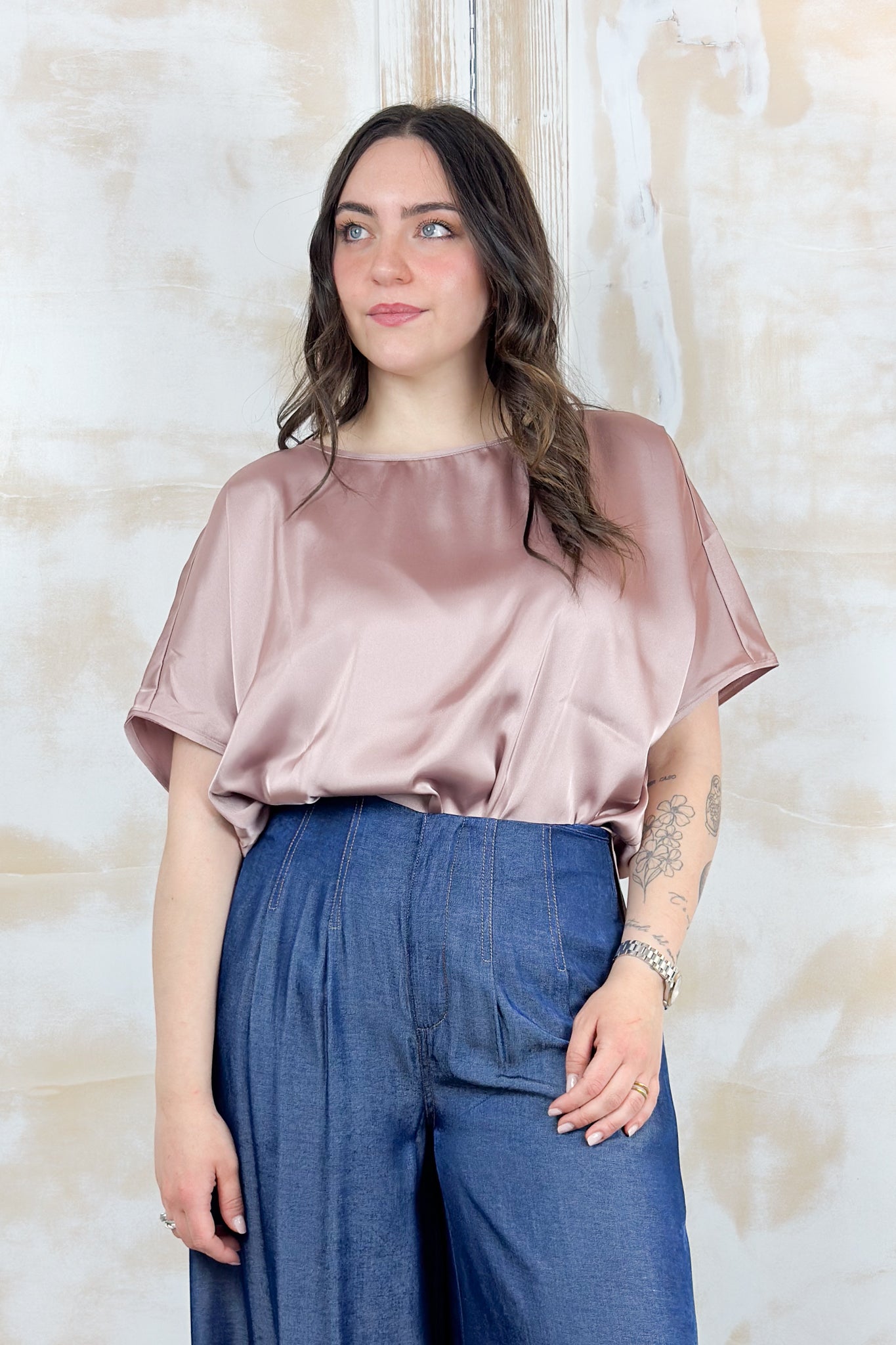 Blusa in raso over EMME - Malva