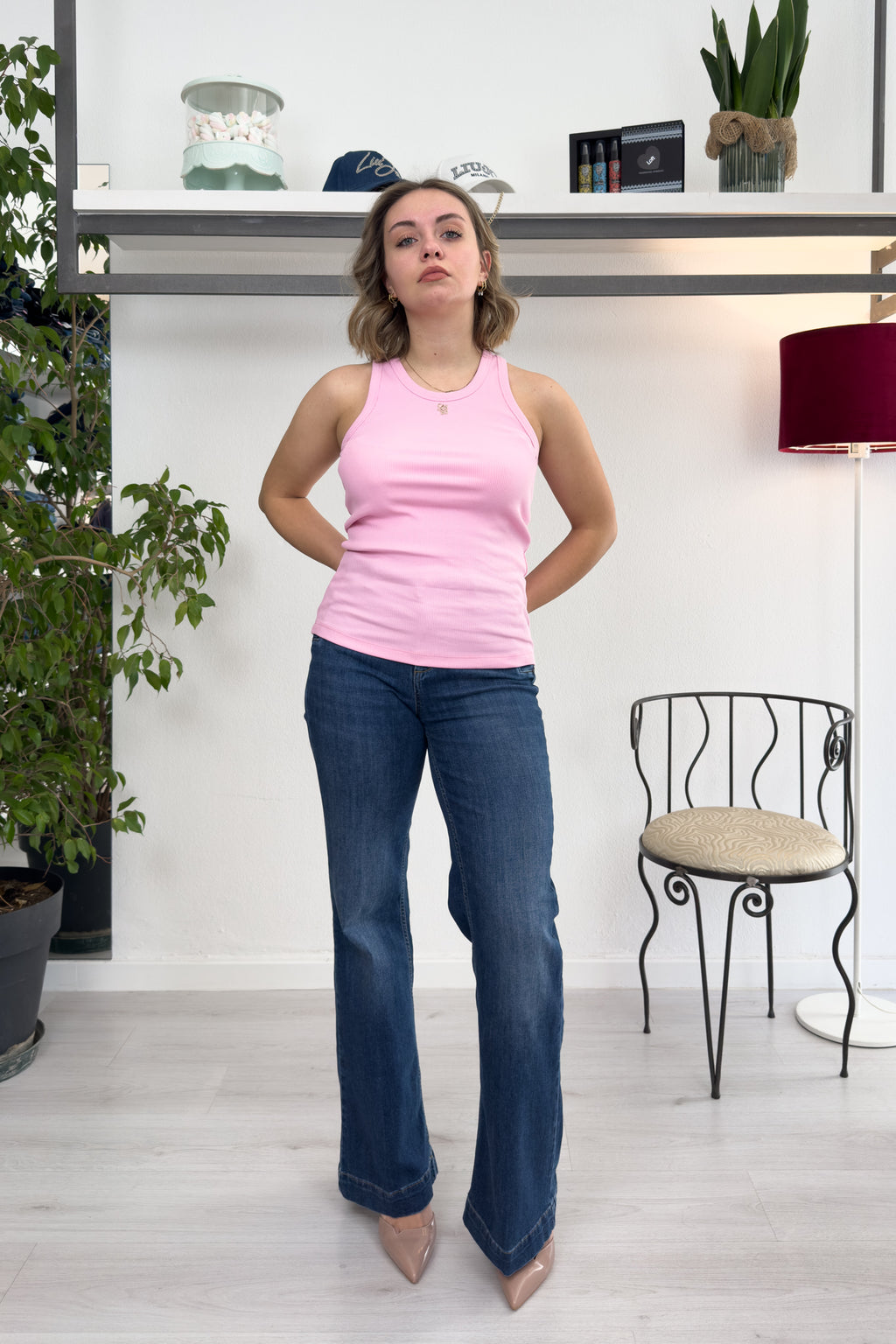 Top canotta con mini logo LIU JO