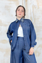 Camicia in chambray con colletto gioiello LIU JO