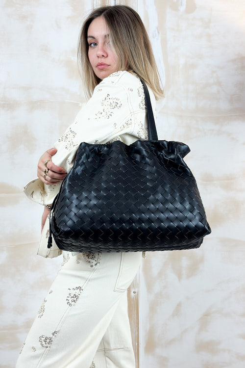 Borsa "Ricci" grande intrecciata LIU JO - Black