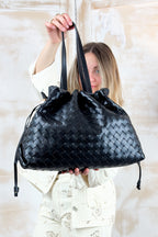 Borsa "Ricci" grande intrecciata LIU JO - Black